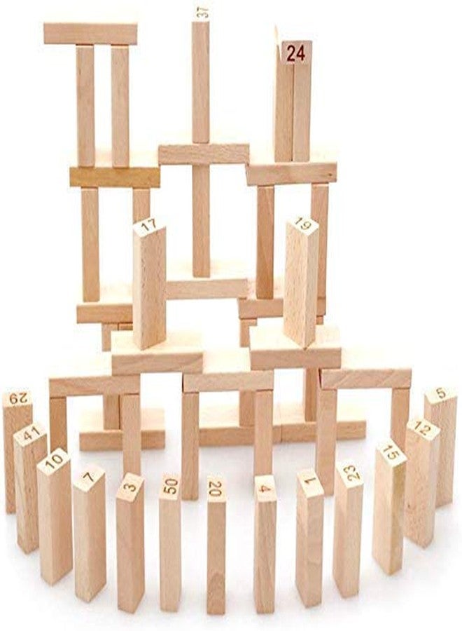 thriftkart Wooden Blocks 54 Pcs Challenging Wooden Color Tumbling Tower Wooden Zenga Toys - Image 1